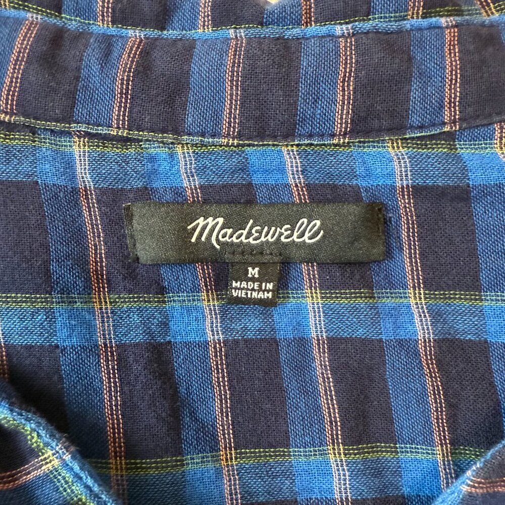 Madewell Double-Faced Park Popover Shirt in Blue Plaid Women's Medium - Picture 5 of 9